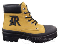 Botas de cano curto masculinas em couro PU