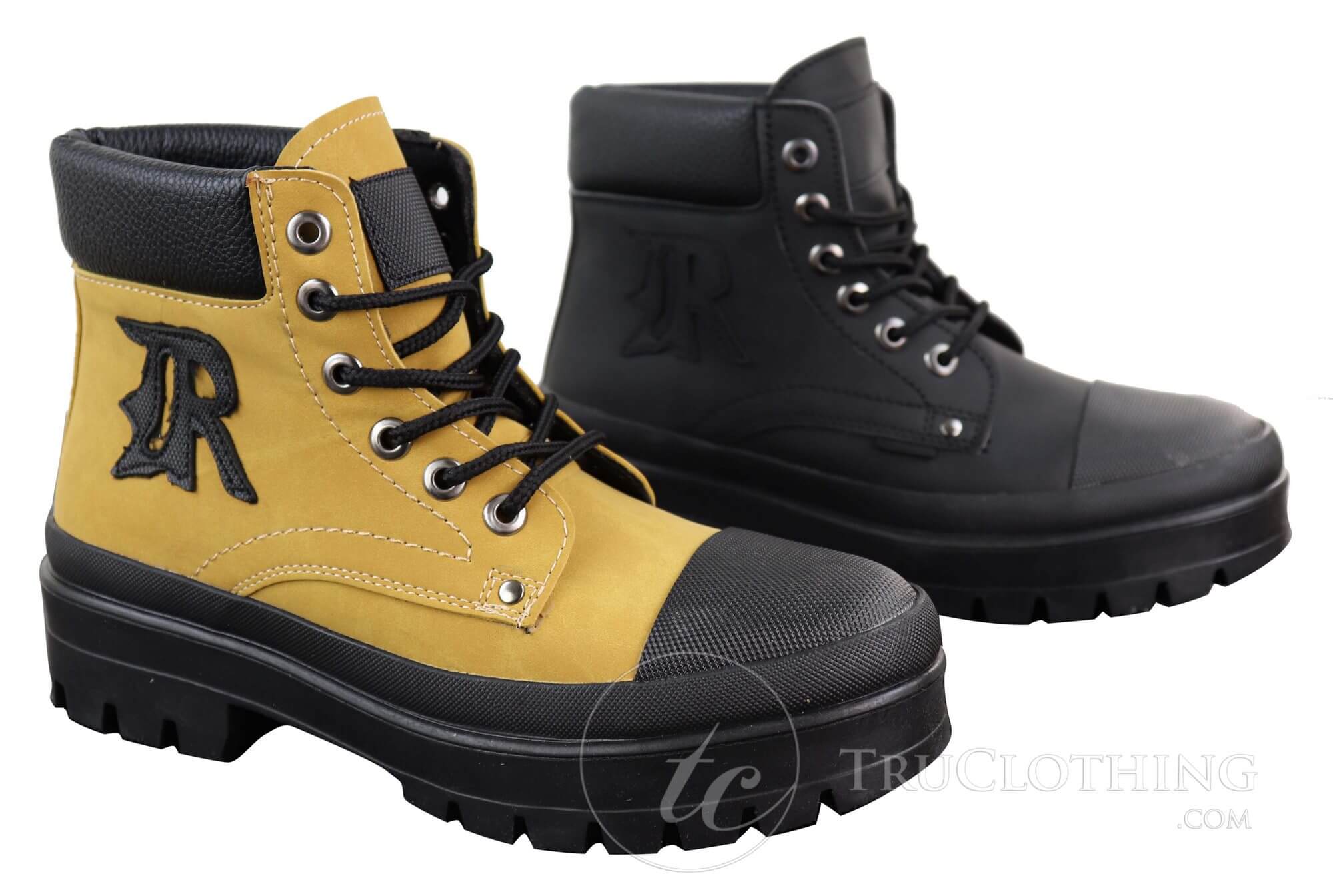 Botas de cano curto masculinas em couro PU
