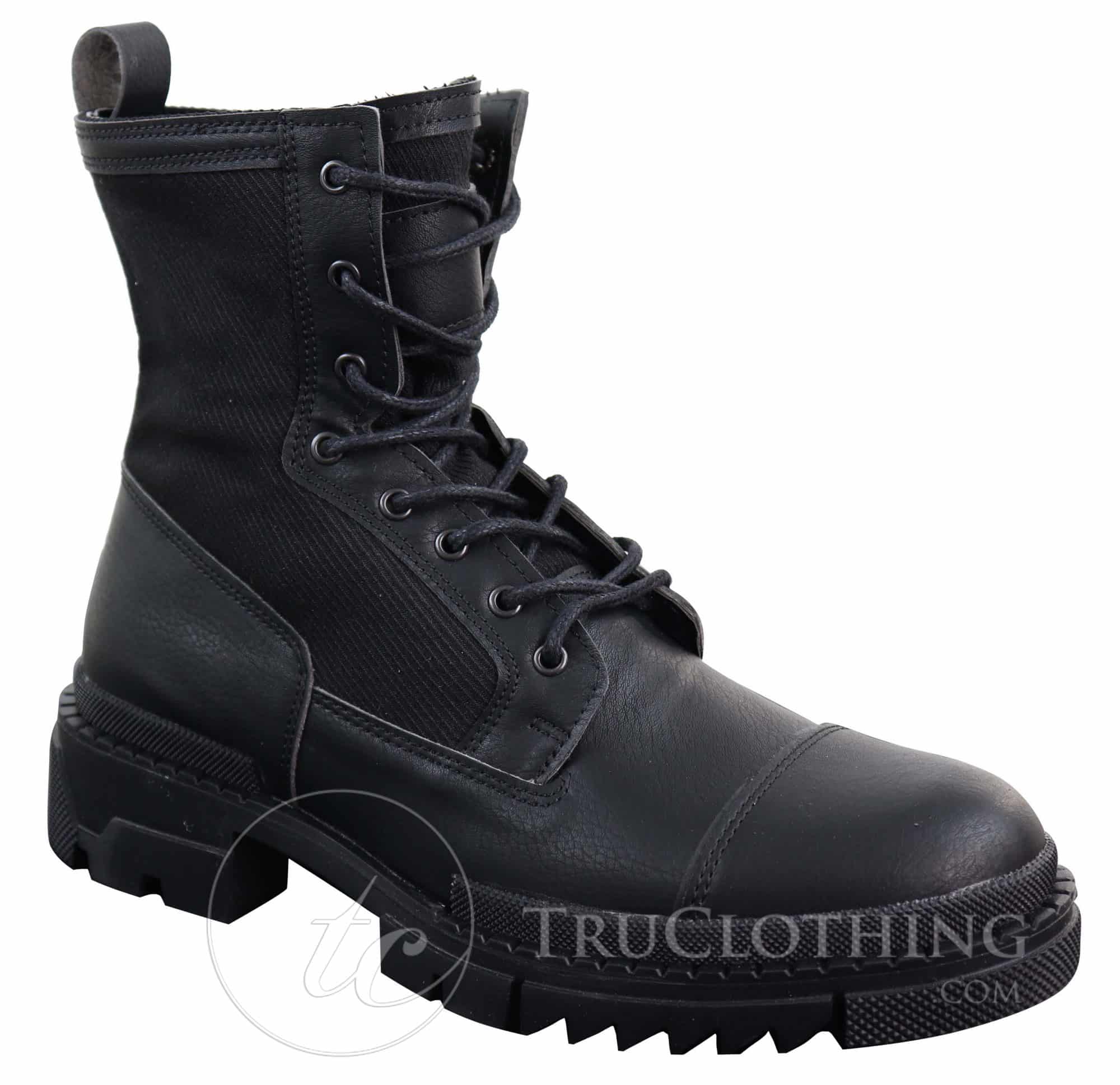 Botas de cano curto masculinas em couro PU