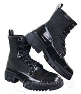 Botas de cano curto masculinas em couro PU