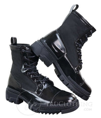 Botas de cano curto masculinas em couro PU