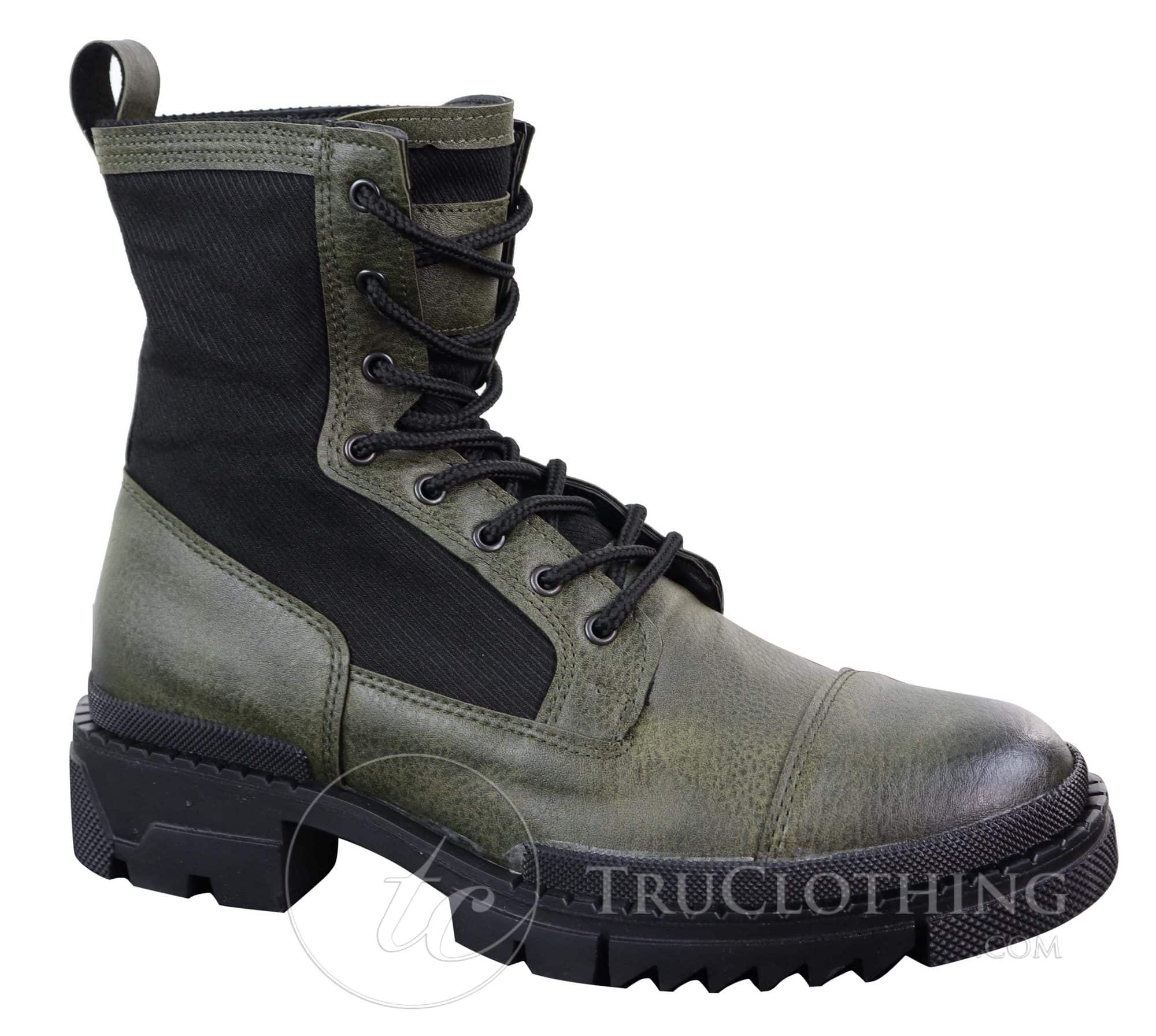 Botas de cano curto masculinas em couro PU