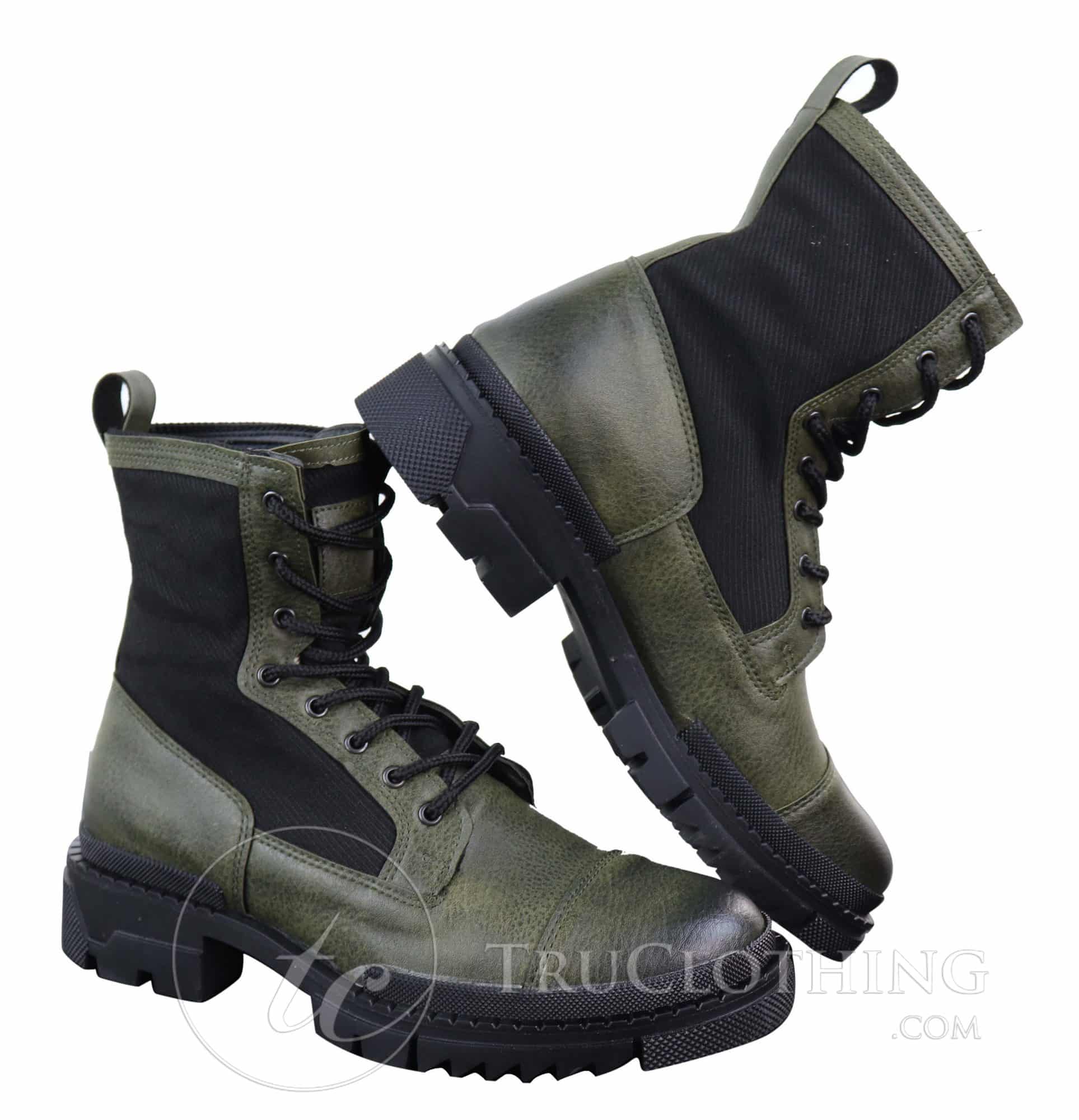 Botas de cano curto masculinas em couro PU