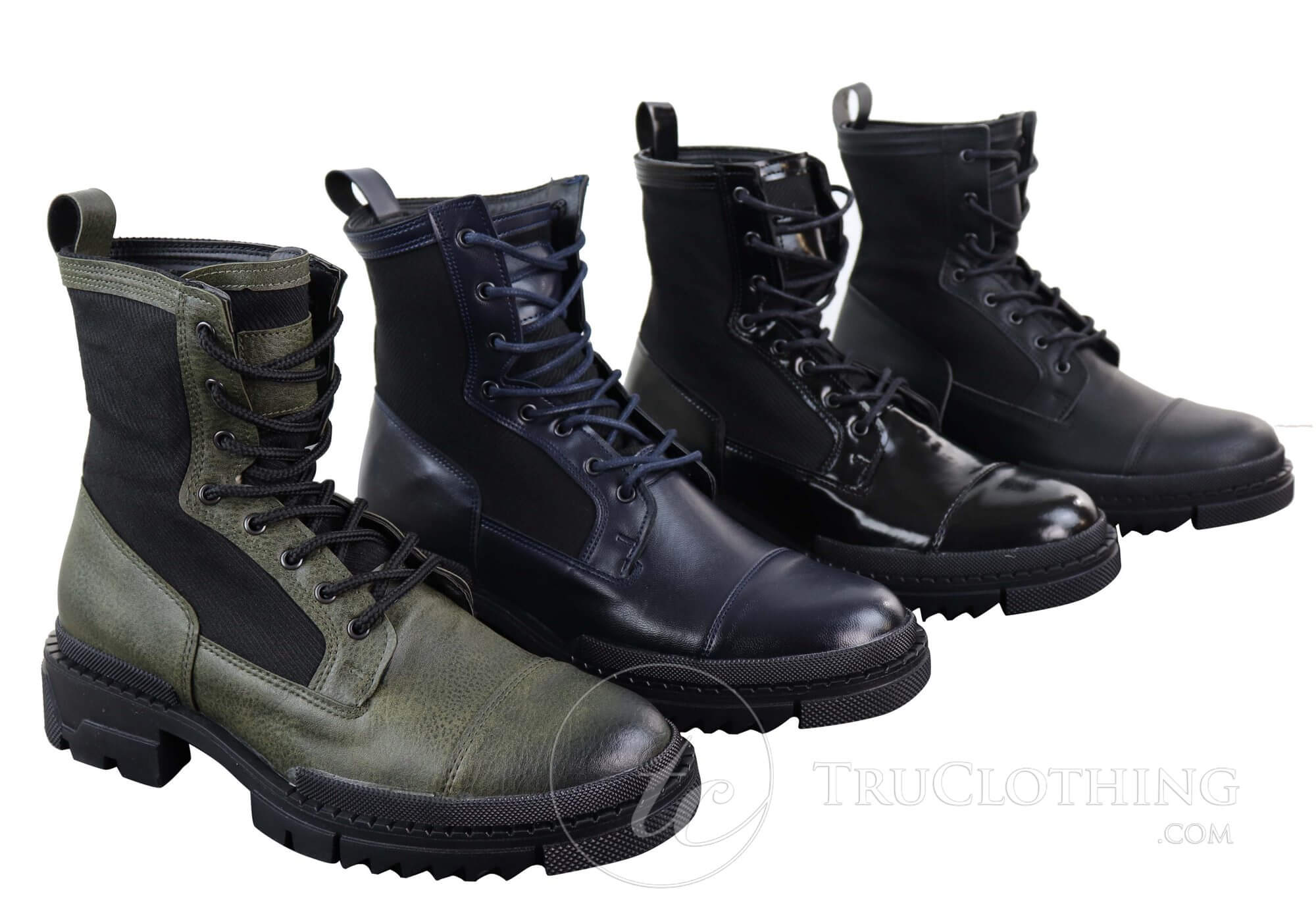 Botas de cano curto masculinas em couro PU