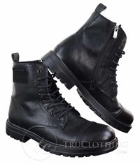 Botas de cano curto com zíper em couro PU para homem