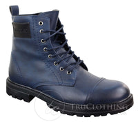 Botas de cano curto com zíper em couro PU para homem