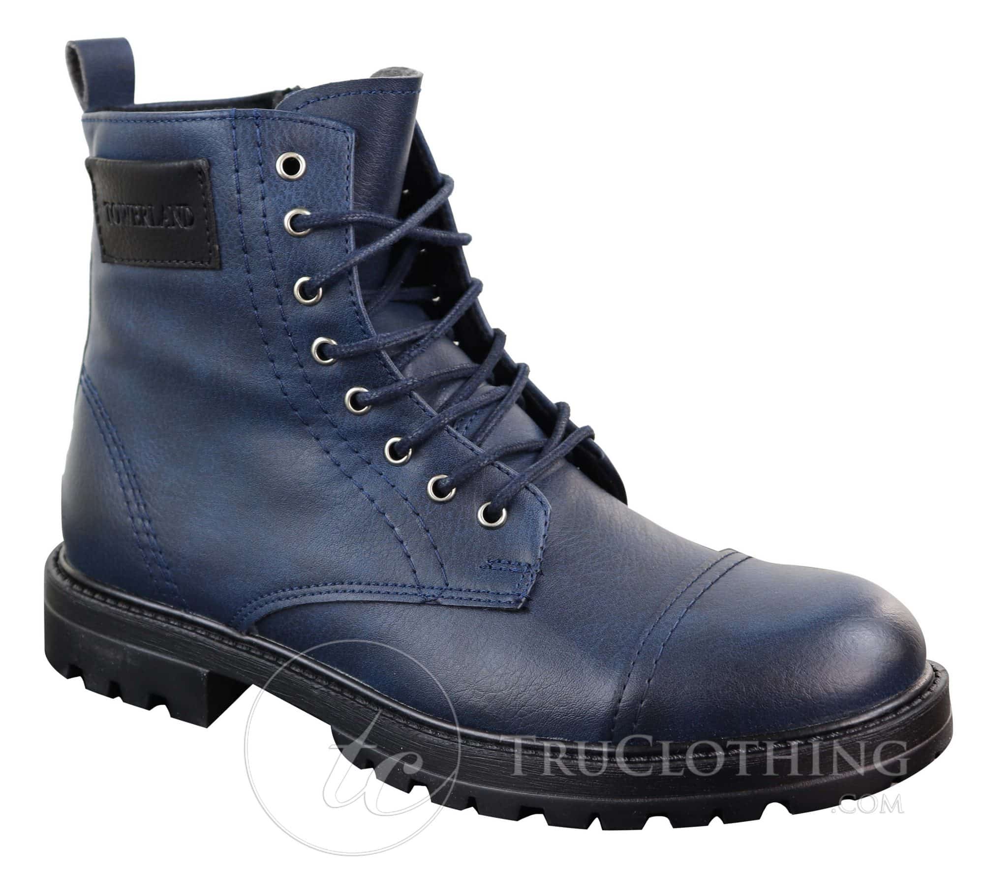 Botas de cano curto com zíper em couro PU para homem