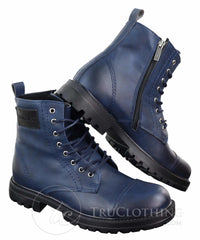Botas de cano curto com zíper em couro PU para homem