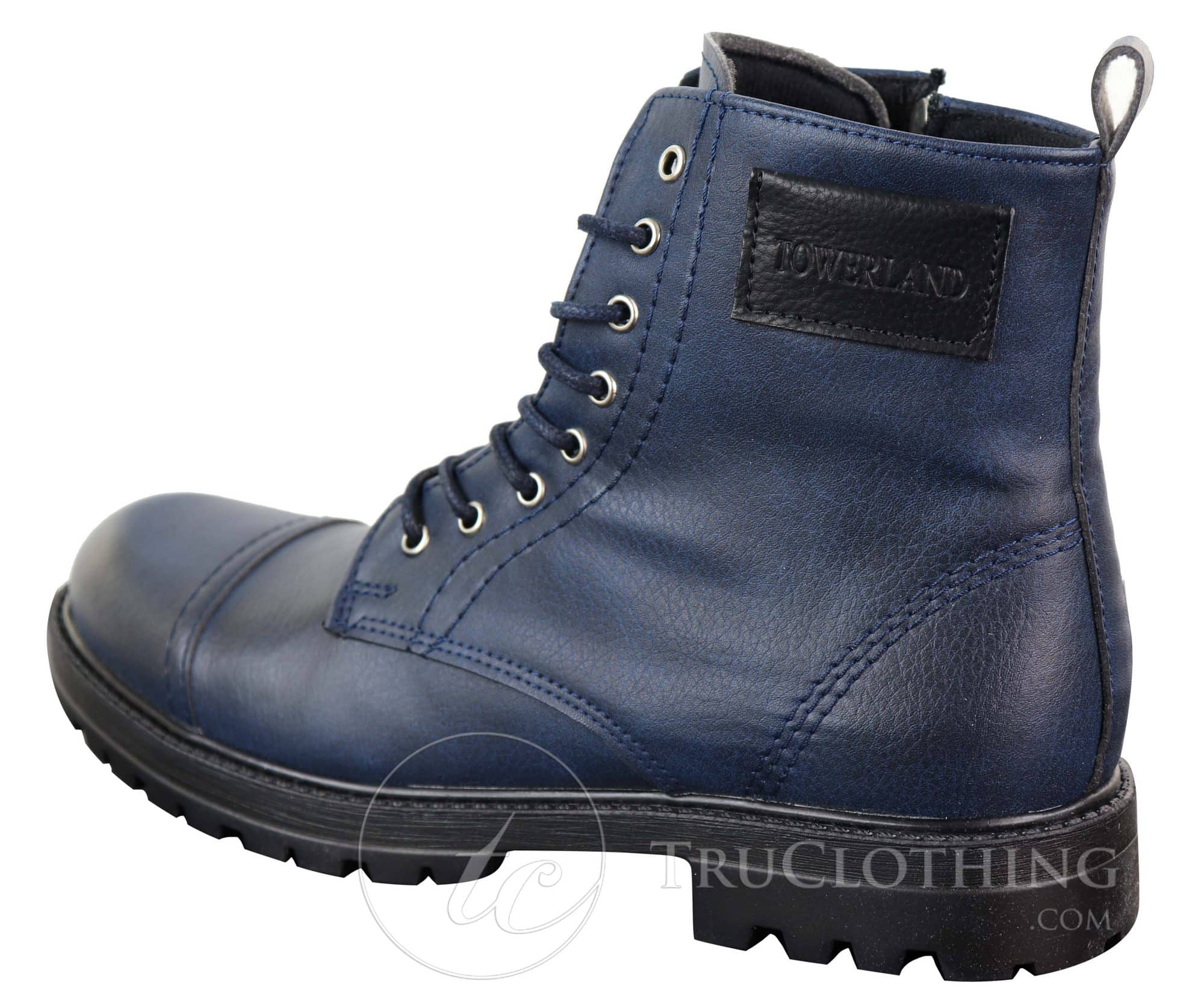 Botas de cano curto com zíper em couro PU para homem
