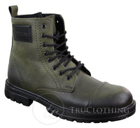 Botas de cano curto com zíper em couro PU para homem