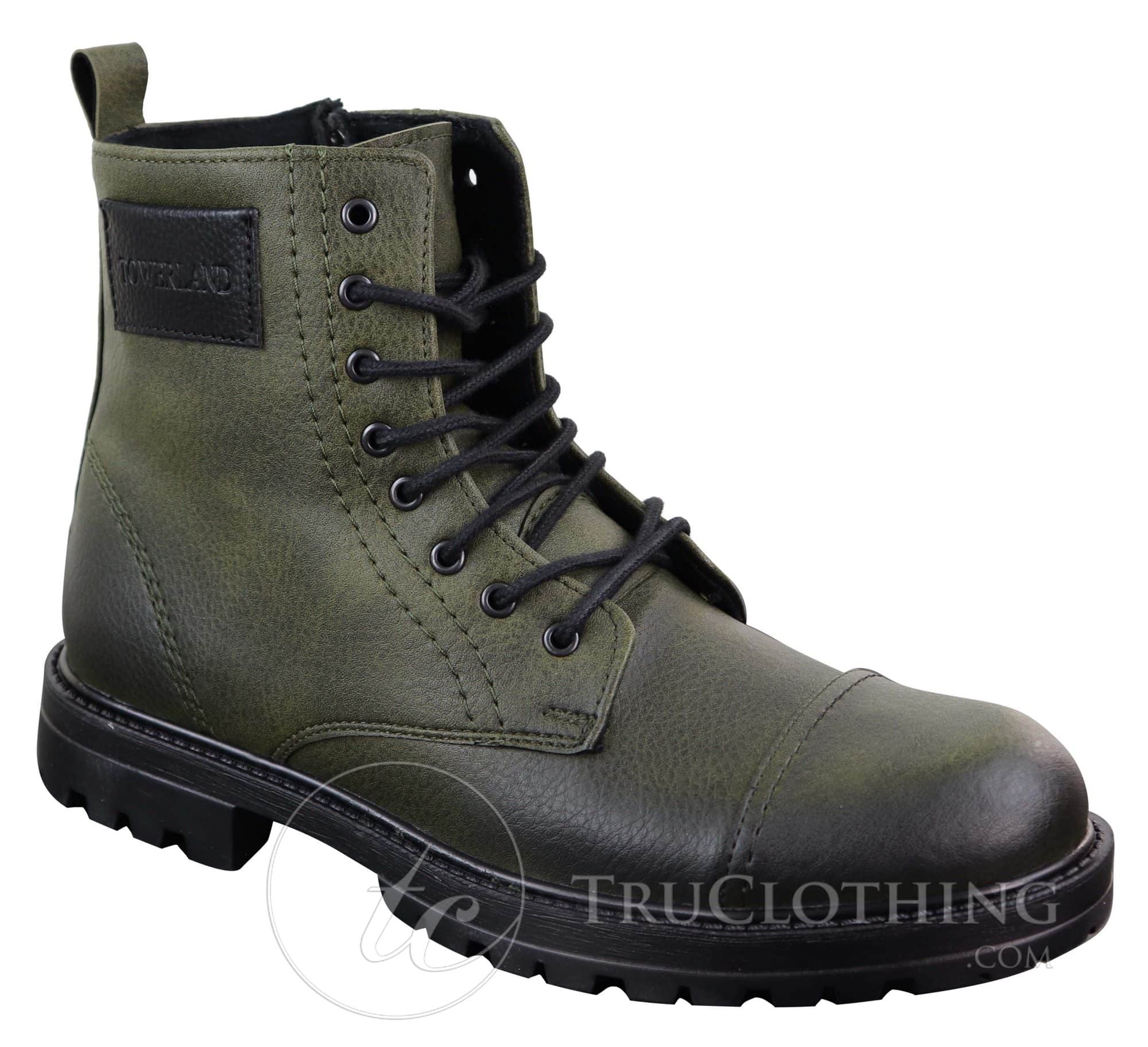 Botas de cano curto com zíper em couro PU para homem