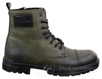Botas de cano curto com zíper em couro PU para homem
