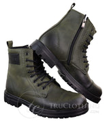 Botas de cano curto com zíper em couro PU para homem