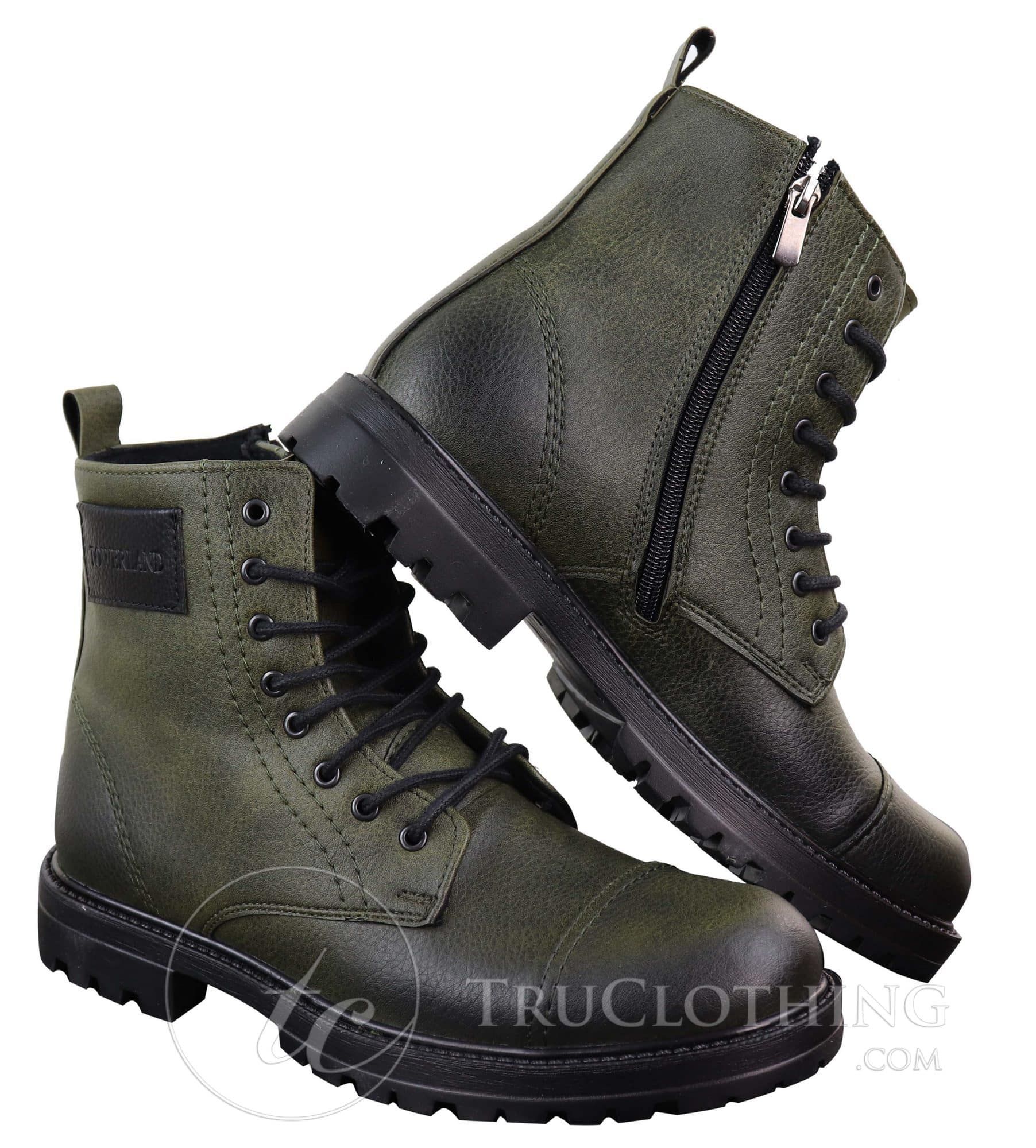 Botas de cano curto com zíper em couro PU para homem