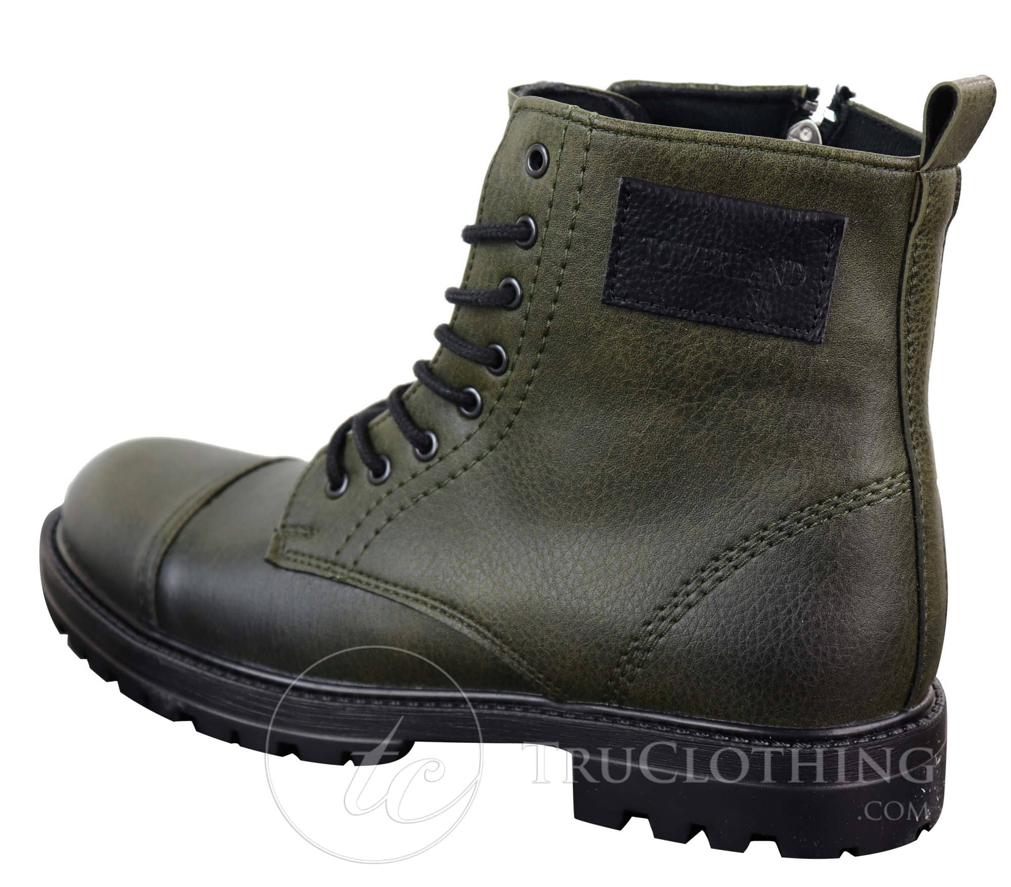 Botas de cano curto com zíper em couro PU para homem