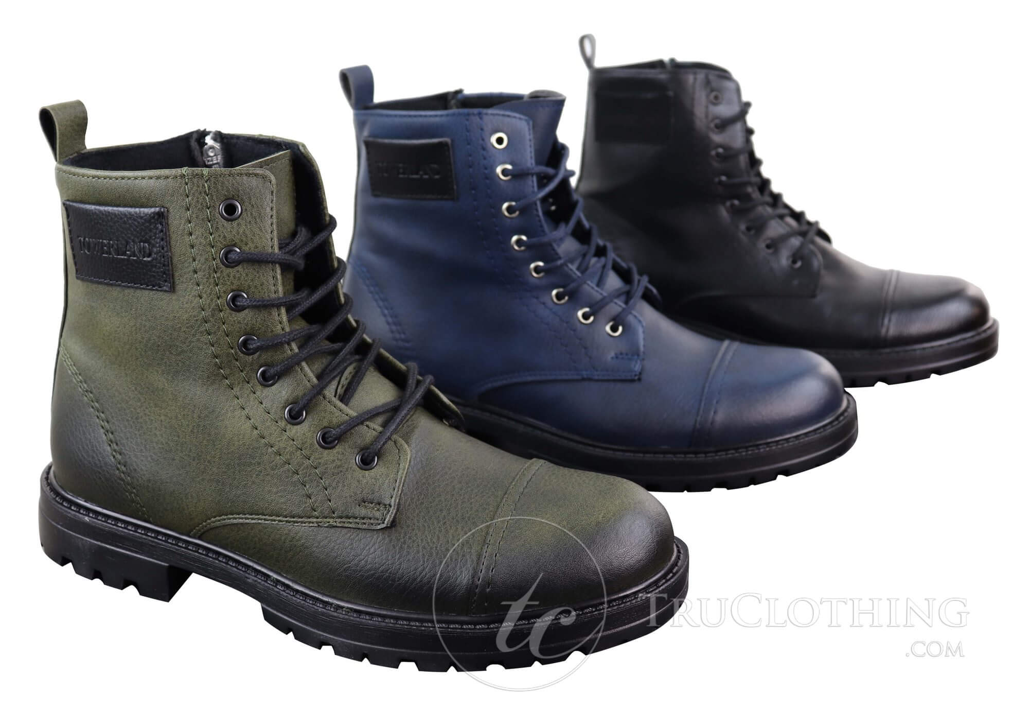 Botas de cano curto com zíper em couro PU para homem