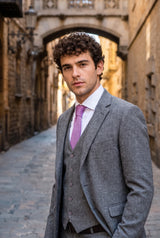Gravata masculina roxa de poliéster tricotado