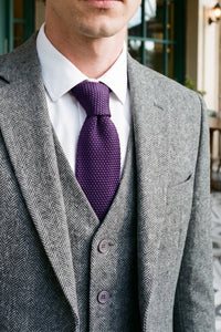 Gravata masculina roxa de tricô