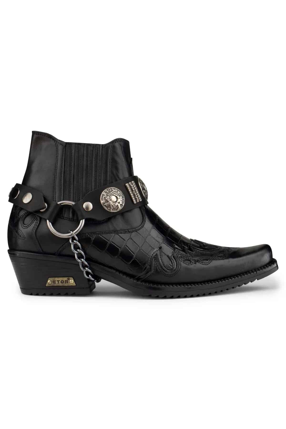 Botas de cowboy masculinas em couro legítimo com salto cubano