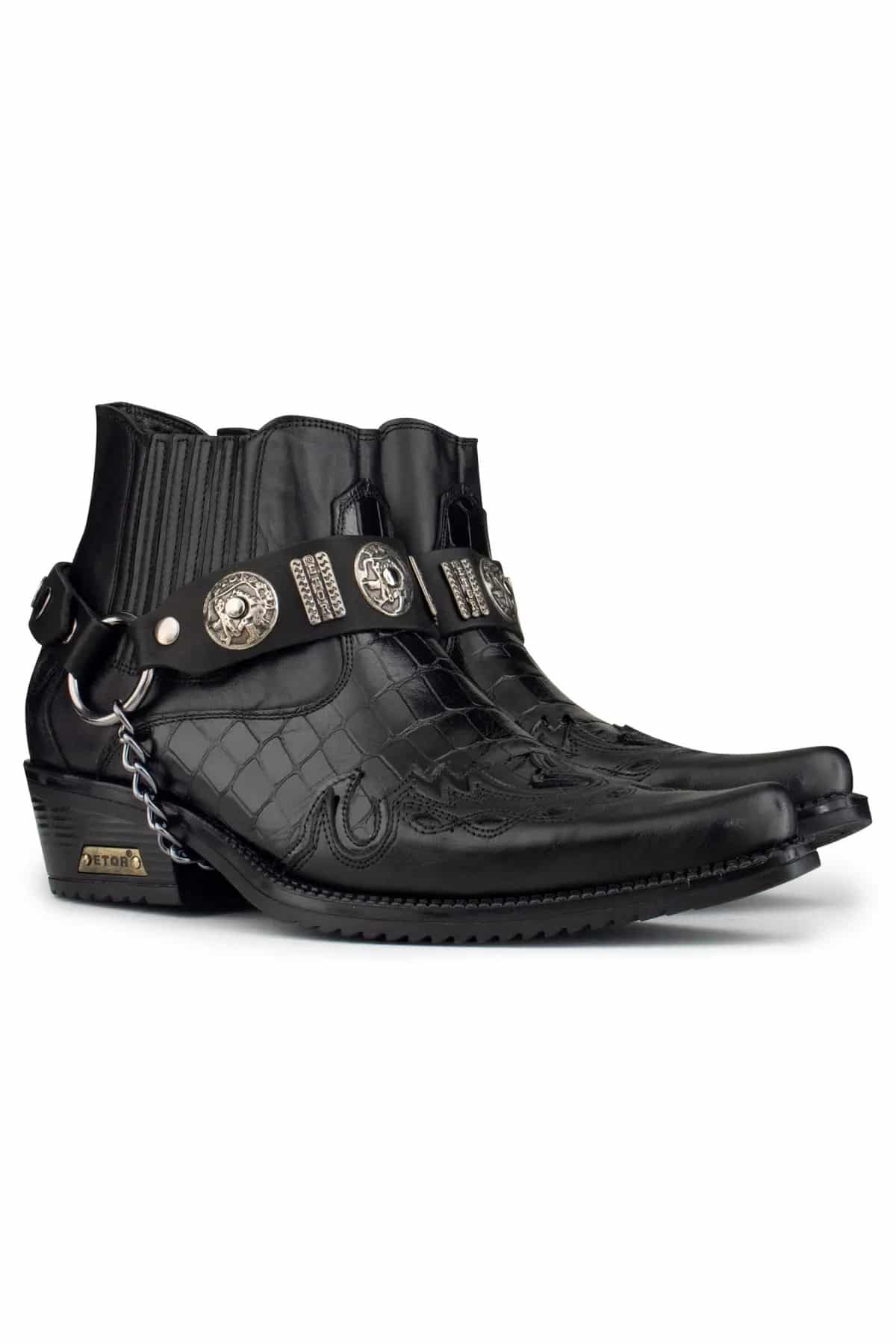 Botas de cowboy masculinas em couro legítimo com salto cubano