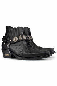Botas de cowboy masculinas em couro legítimo com salto cubano