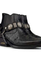 Botas de cowboy masculinas em couro legítimo com salto cubano