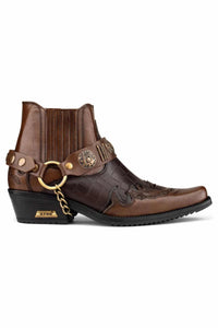 Botas de cowboy masculinas em couro legítimo com salto cubano