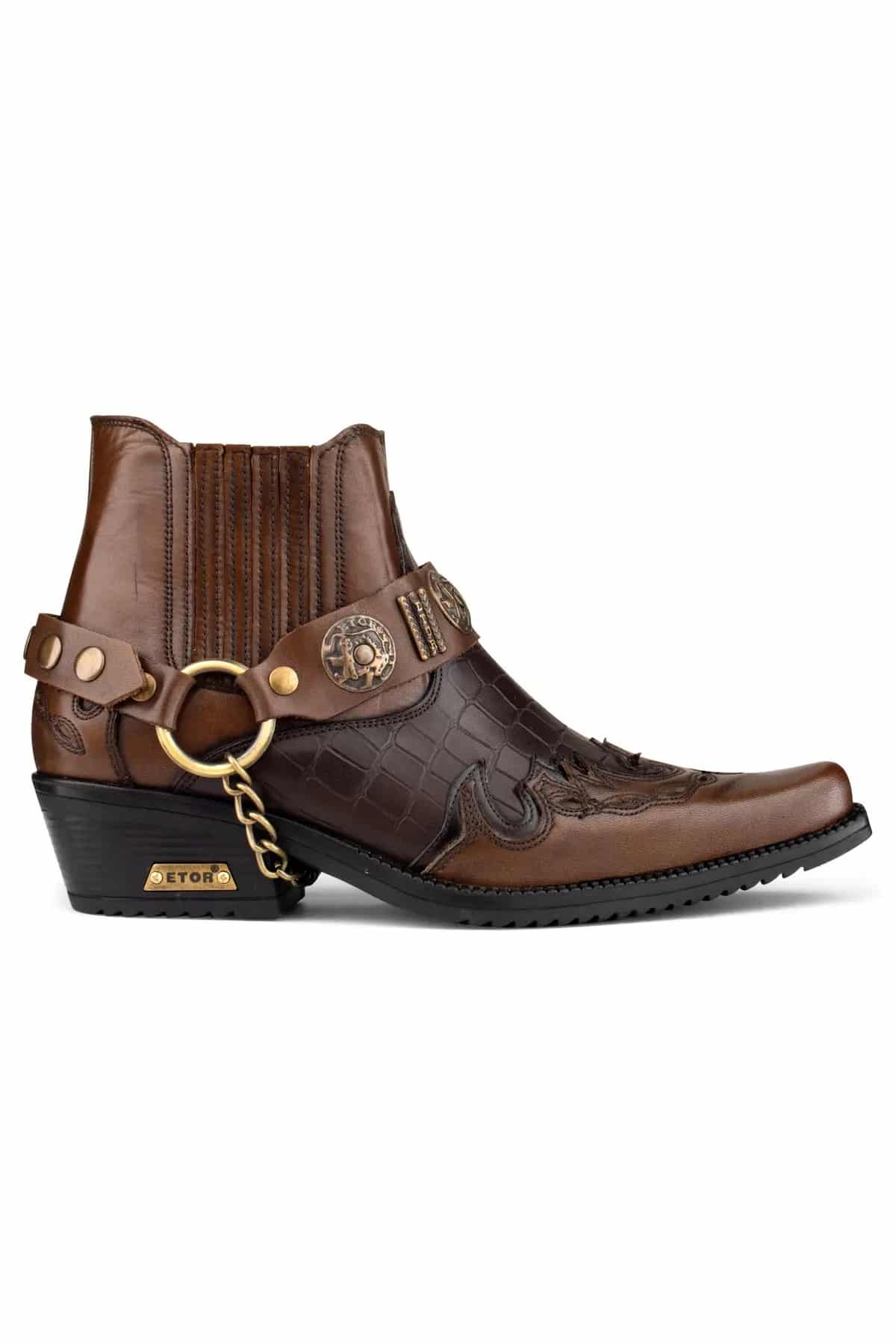 Botas de cowboy masculinas em couro legítimo com salto cubano