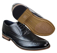 Sapatos masculinos Gatsby Brouge de couro legítimo com cadarço, estilo retrô vintage, elegantes e sofisticados.