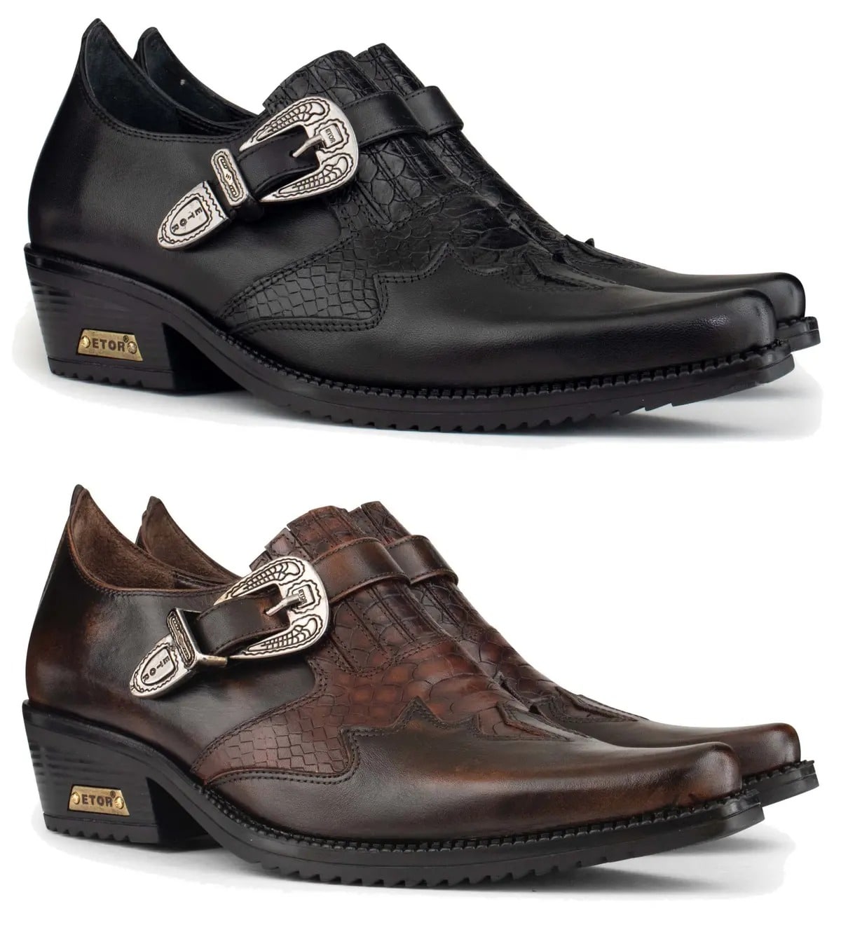 Sapatos de montaria masculinos em couro legítimo com fivela.