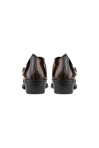 Sapatos de montaria masculinos em couro legítimo com fivela.