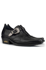 Sapatos de montaria masculinos em couro legítimo com fivela.