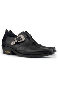 Sapatos de montaria masculinos em couro legítimo com fivela.