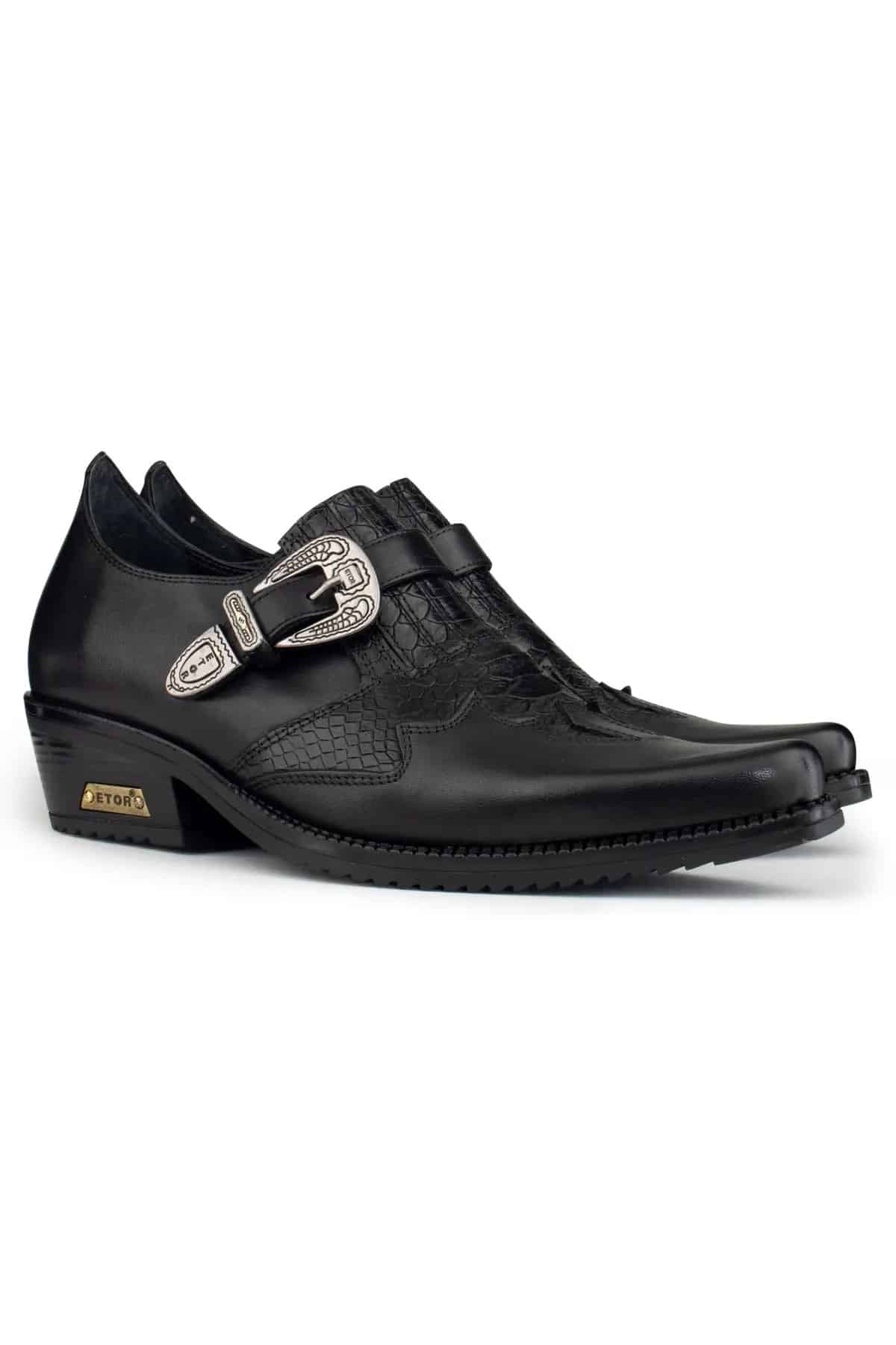 Sapatos de montaria masculinos em couro legítimo com fivela.