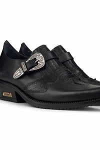 Sapatos de montaria masculinos em couro legítimo com fivela.