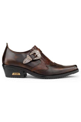 Sapatos de montaria masculinos em couro legítimo com fivela.