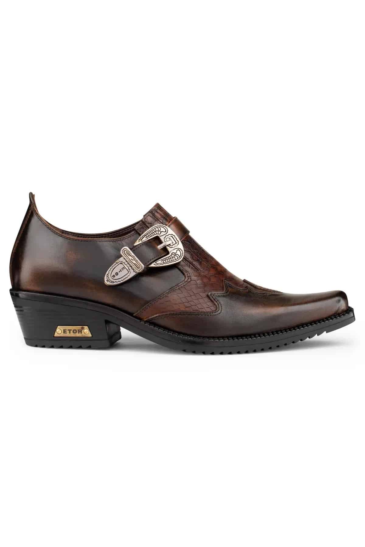 Sapatos de montaria masculinos em couro legítimo com fivela.