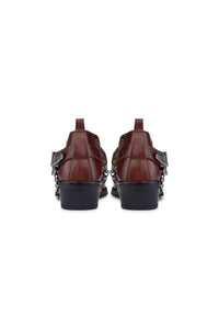 Sapatos de montaria masculinos em couro legítimo com corrente.