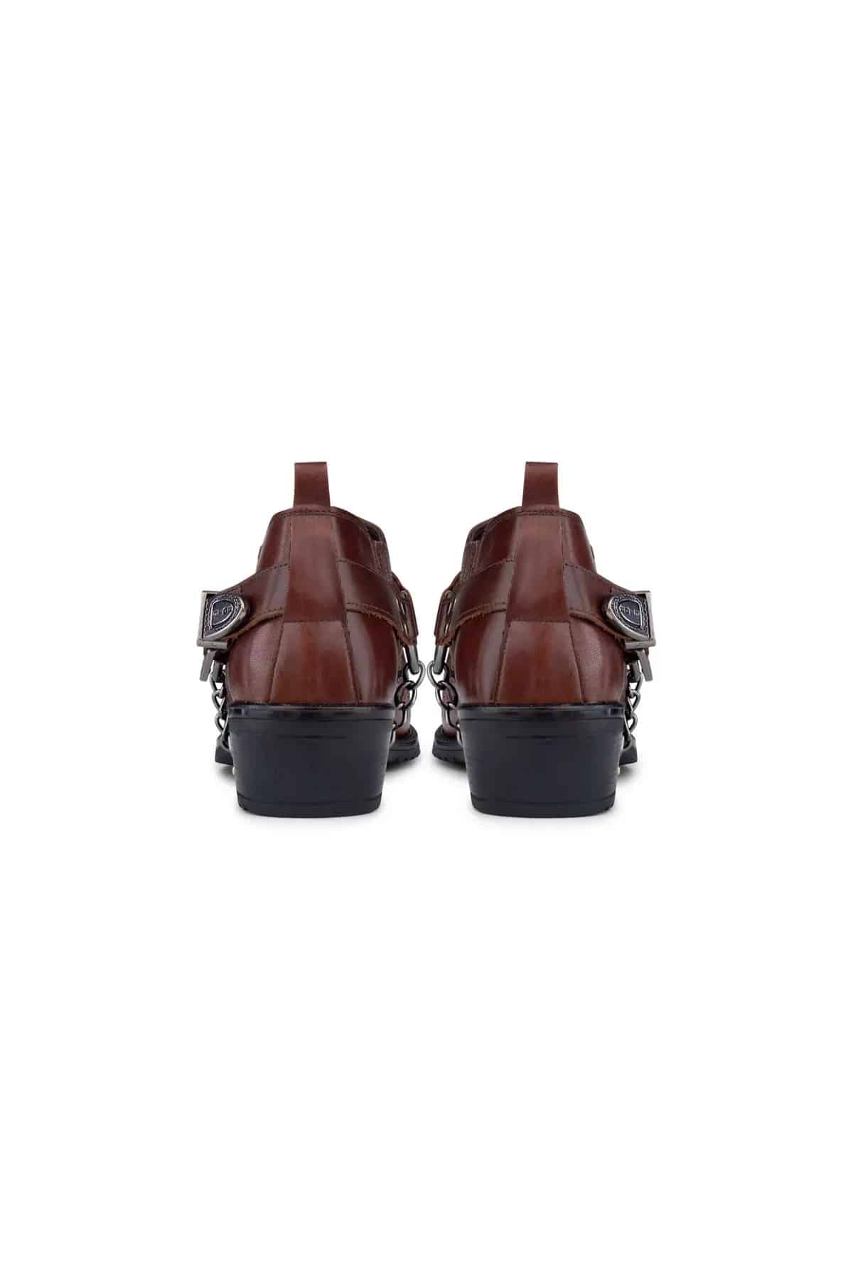 Sapatos de montaria masculinos em couro legítimo com corrente.