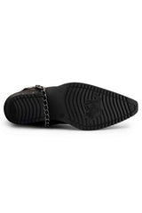 Sapatos de montaria masculinos em couro legítimo com corrente.