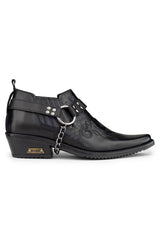 Sapatos de montaria masculinos em couro legítimo com corrente.