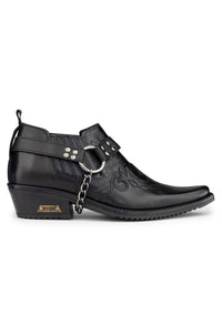 Sapatos de montaria masculinos em couro legítimo com corrente.
