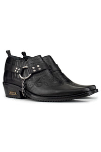 Sapatos de montaria masculinos em couro legítimo com corrente.