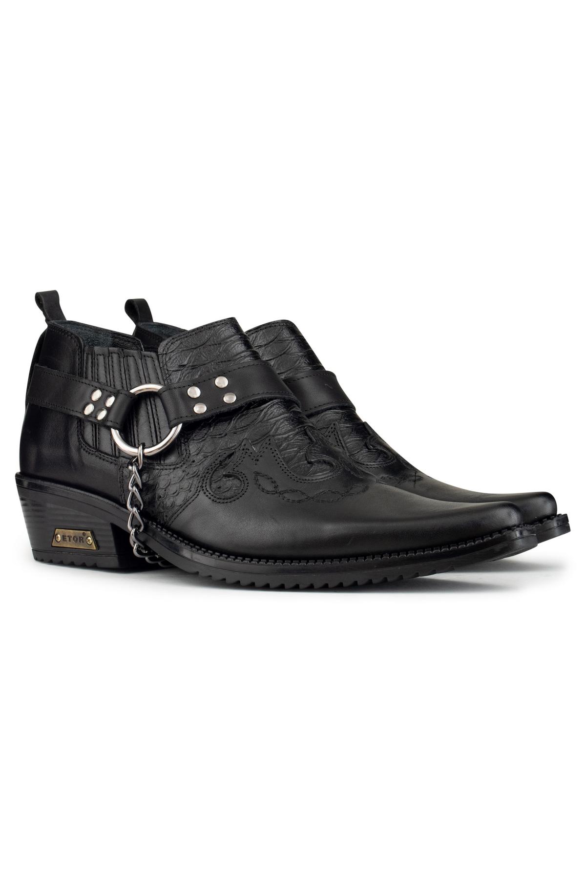 Sapatos de montaria masculinos em couro legítimo com corrente.