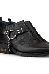 Sapatos de montaria masculinos em couro legítimo com corrente.