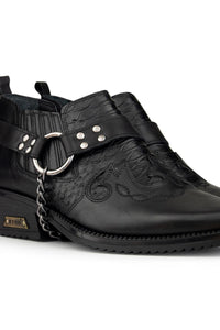 Sapatos de montaria masculinos em couro legítimo com corrente.