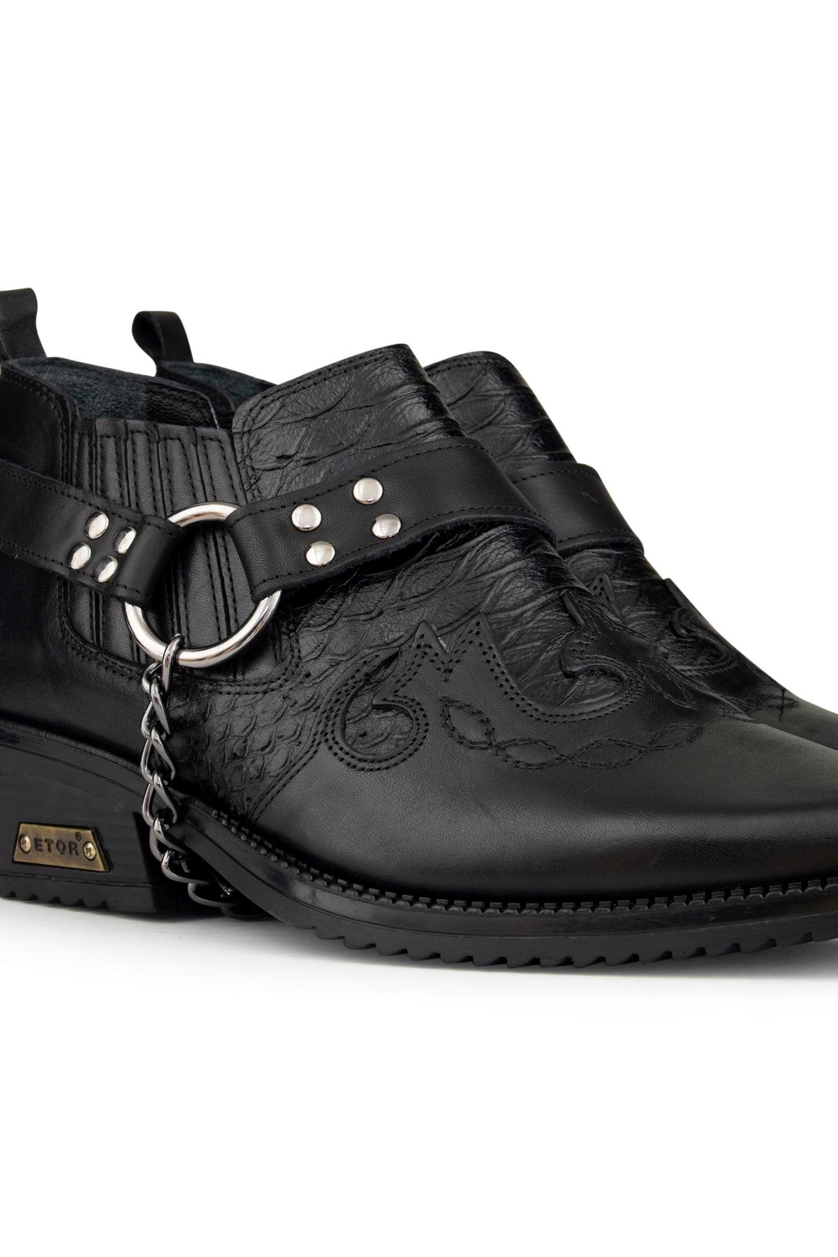 Sapatos de montaria masculinos em couro legítimo com corrente.