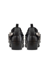 Sapatos de montaria masculinos em couro legítimo com corrente.