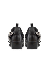 Sapatos de montaria masculinos em couro legítimo com corrente.