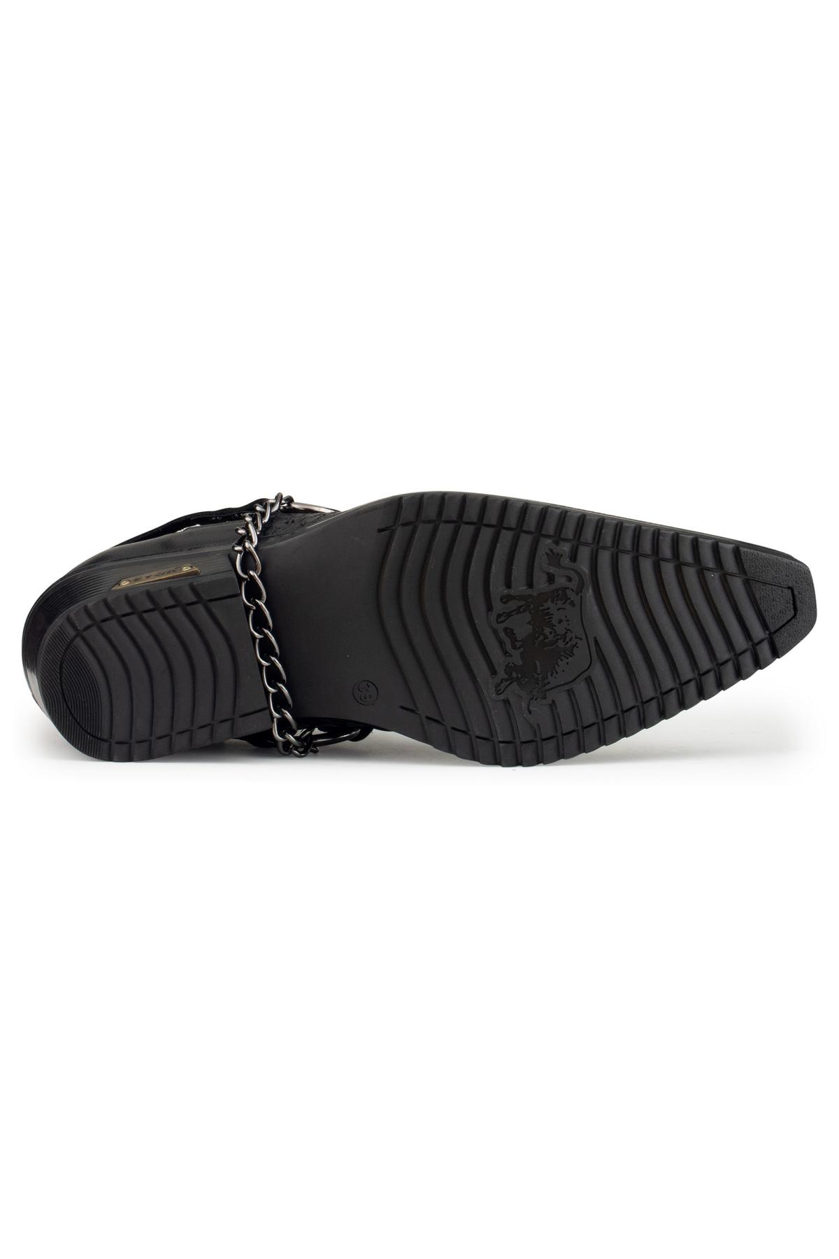 Sapatos de montaria masculinos em couro legítimo com corrente.